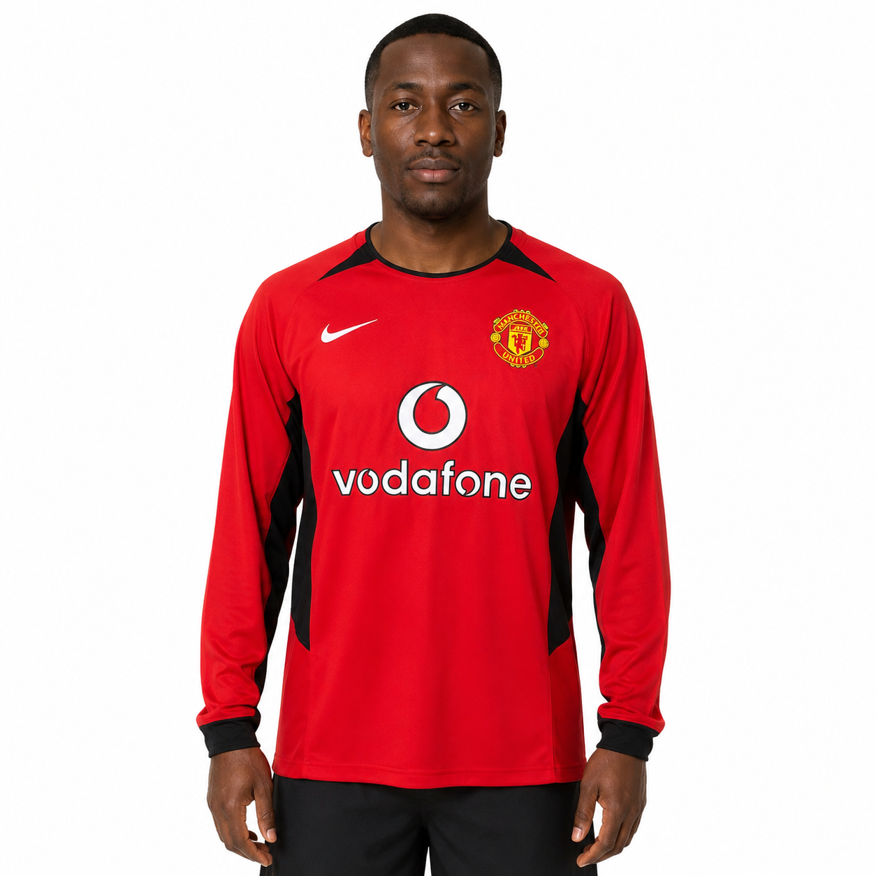Manchester United 03/04 Home Mangas longa - Retrô