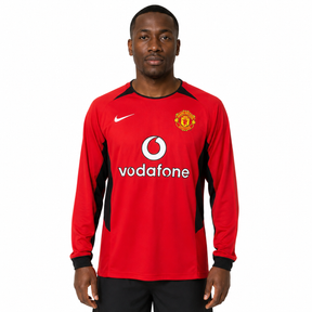Manchester United 03/04 Home Mangas longa - Retrô