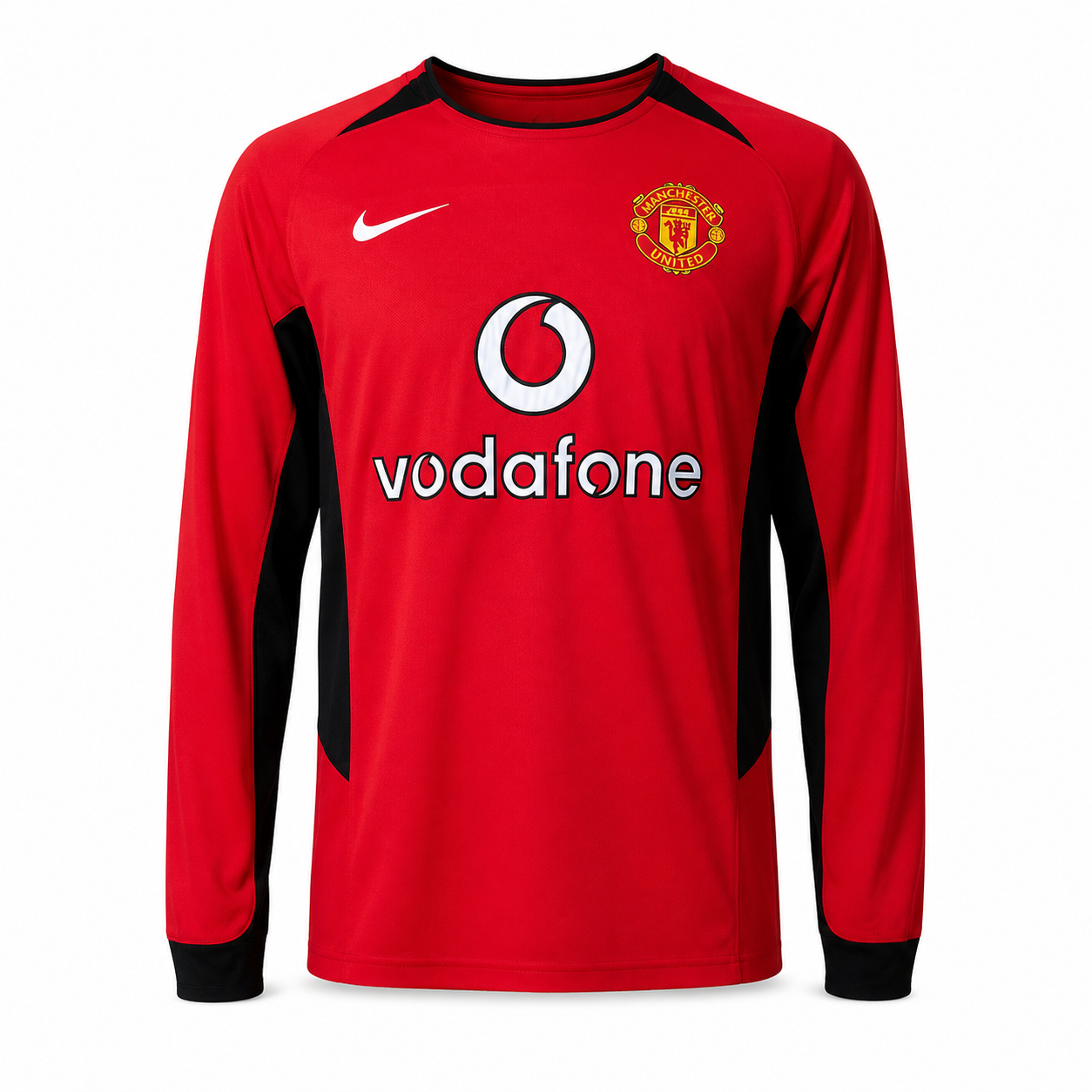 Manchester United 03/04 Home Mangas longa - Retrô