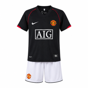 Manchester United 07/08 Preto - Conjunto Infantil - Retrô