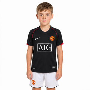 Manchester United 07/08 Preto - Conjunto Infantil - Retrô
