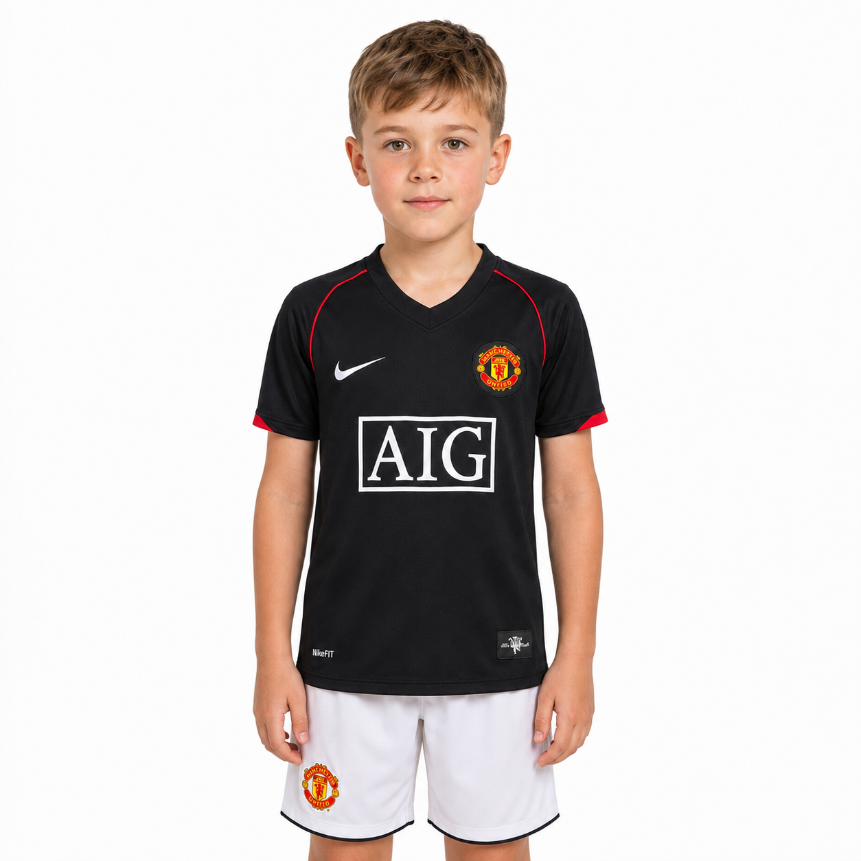 Manchester United 07/08 Black - Kids Kit - Retro