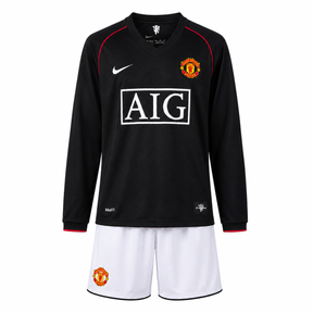 Manchester United 07/08 Black Manga Longa - Kids Kit - Retro