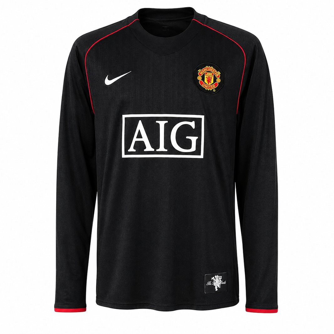 Manchester United 07/08 Preta Manga Longa - Retrô