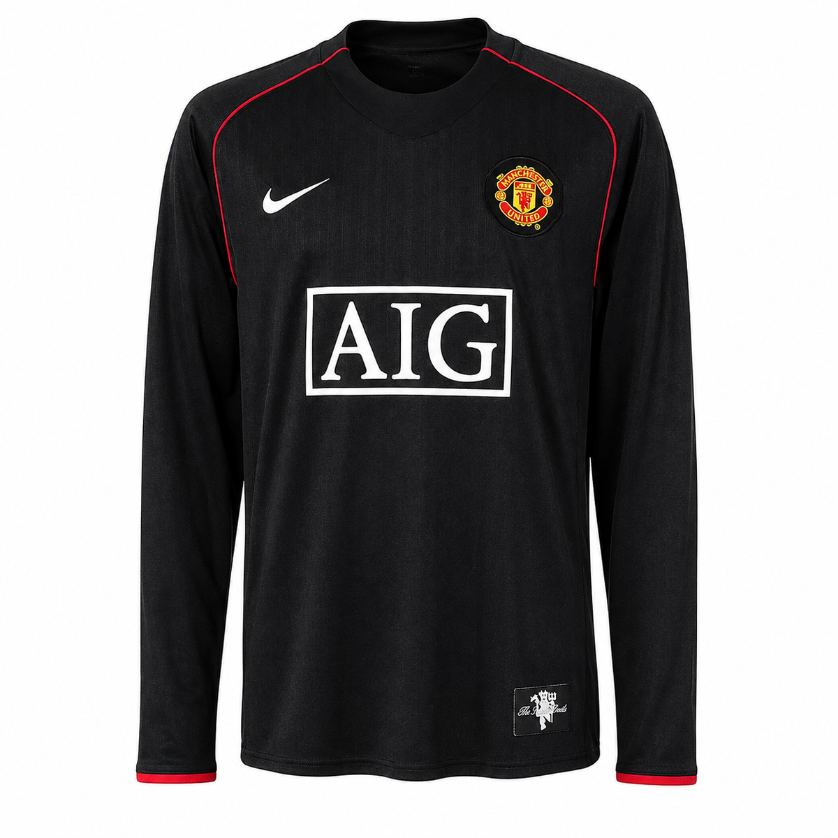 Manchester United 07/08 Black Mangas longa - Retrô