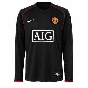 Manchester United 07/08 Black Mangas longa - Retrô