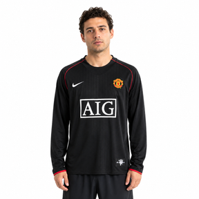 Manchester United 07/08 Black Mangas longa - Retrô