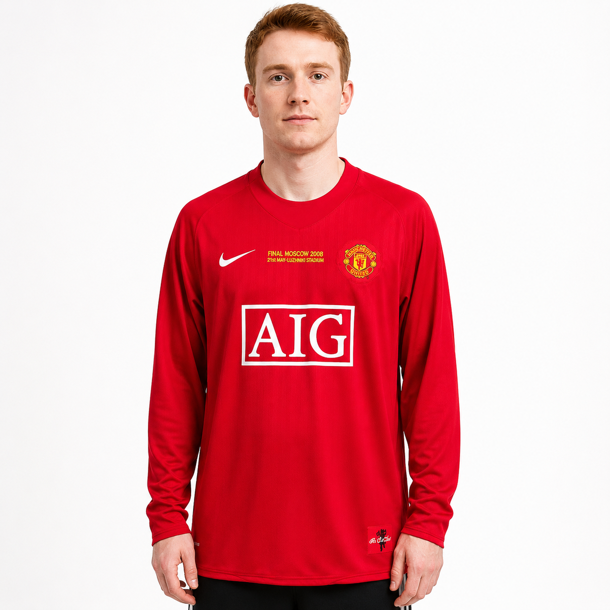 Manchester United 07/08 Home Champions League Mangas longa - Retrô