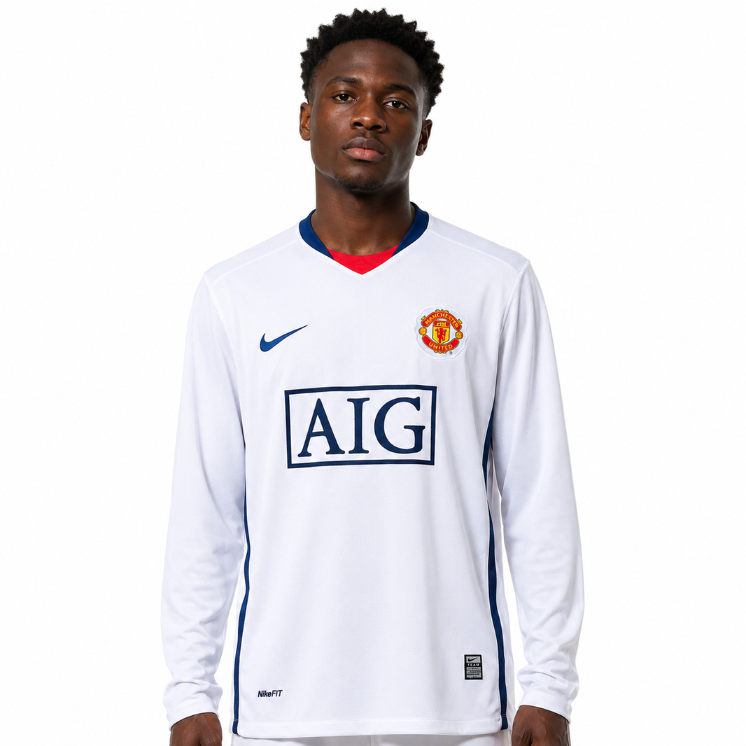 Manchester United 08/09 Visitante Manga Longa - Retrô