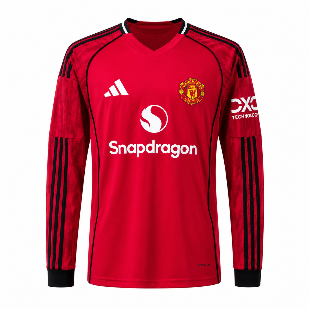 Manchester United 25/26 Titular Manga Longa - Torcedor