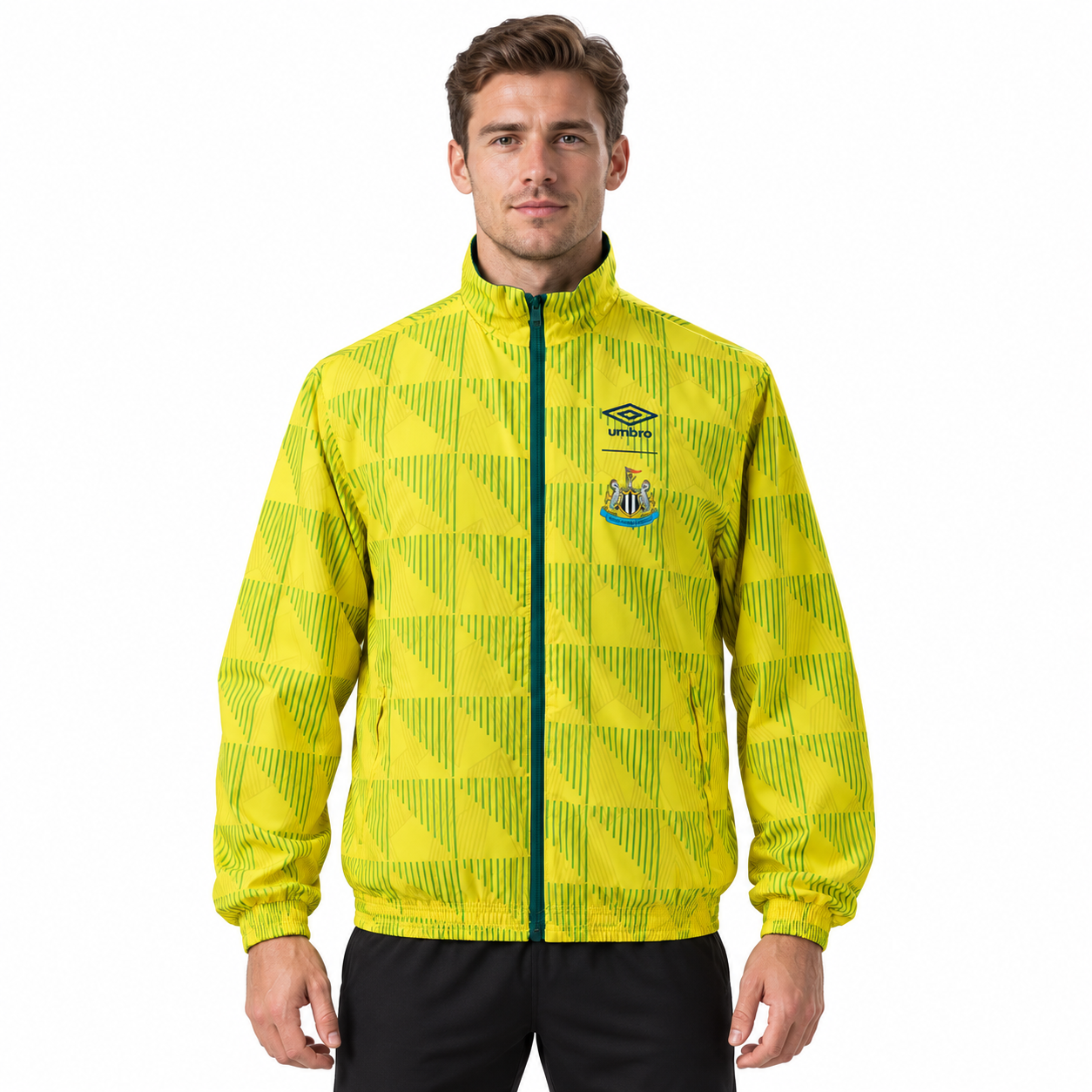 Newcastle United Reversible Jacket Windbreaker - Army Green & Yellow - Veste