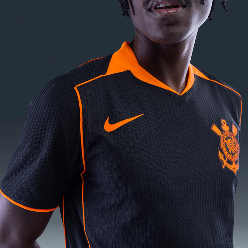 Camisa Do Timão Ill 25/26 - Torcedor Nike Masculina - Preta e Laranja