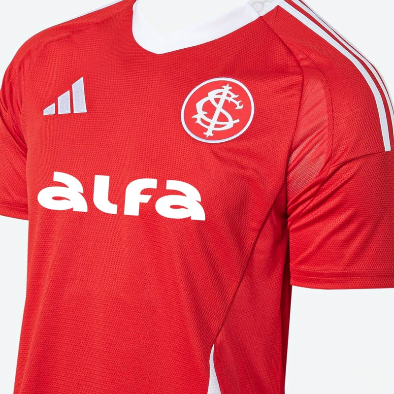 Camisa Internacional I 25/26 - Torcedor Adidas Masculina - Vermelha e branca com patrocínio