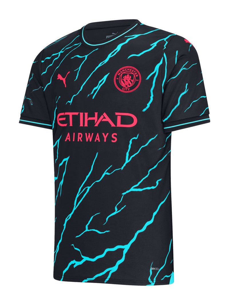 Camisa Manchester City III 23/24 - Torcedor Puma Masculina - Preta com detalhes em azul