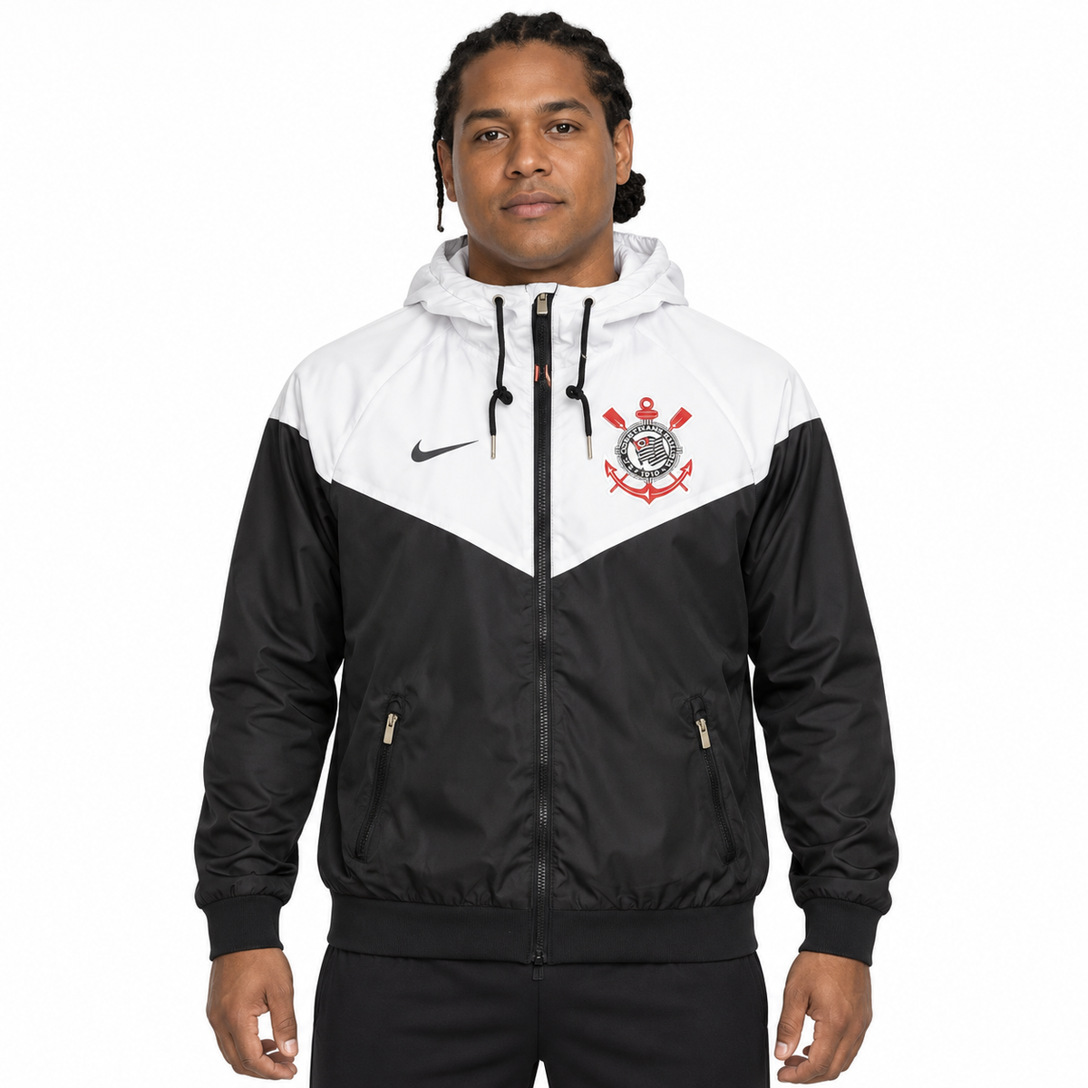 SC Corinthians Jacket Windbreaker Black and White - Veste