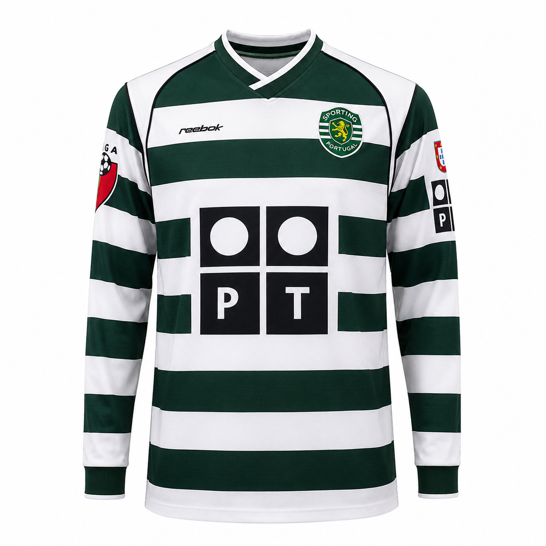 Sporting CP 01/03 Titular Manga Longa - Retrô