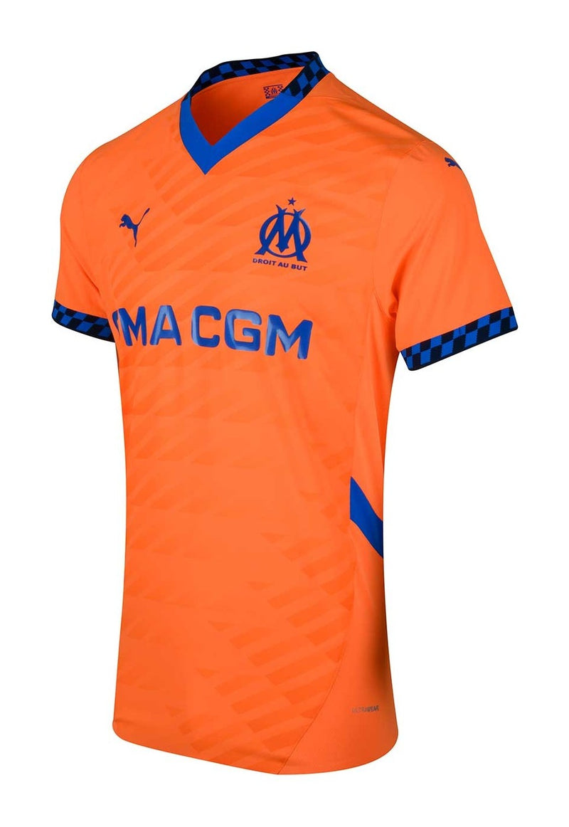 Camisa Olympique Marseille lll 24/25 - Torcedor Puma Masculina - Laranja / Azul