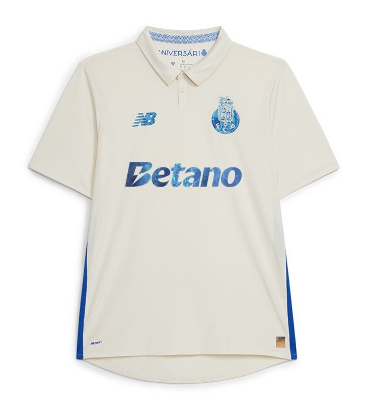 Camisa FC Porto lll 25/26 Torcedor New Balance Masculina - off-white e azul