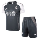 Conjunto Real Madrid Treino Camisa manga curta + short 24/25 - Masculino Adidas - cinza
