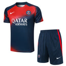 Conjunto Paris Saint-Germain Treino Camisa manga curta + short 24/25 - Masculino Nike - Vermelho/Azul Royal