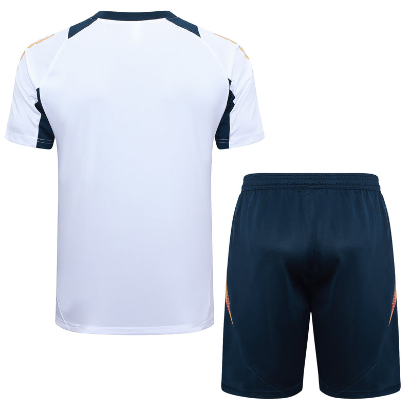 Conjunto Real Madrid Treino Camisa + short 24/25 - Masculino Adidas - Branco e azul
