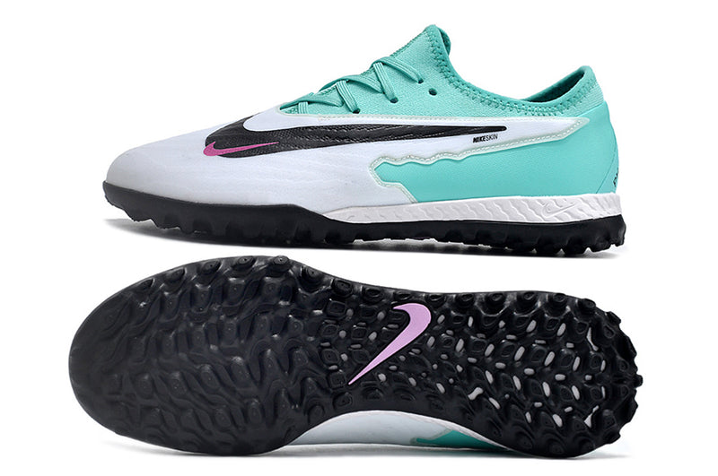 Chuteira de Campo Nike React Phantom GX Pro TF - Branco/verde agua