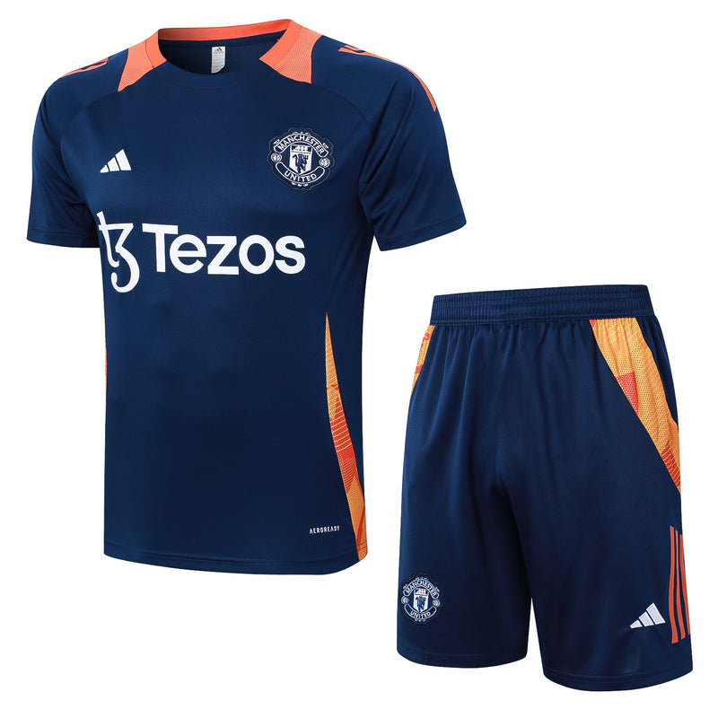 Conjunto Manchester United Treino Camisa manga curta + short 24/25 - Masculino Puma - Azul Royal