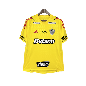 Camisa Atlético Mineiro 24/25 Goleiro - Amarelo - Todos os Patrocínios - Versão Torcedor