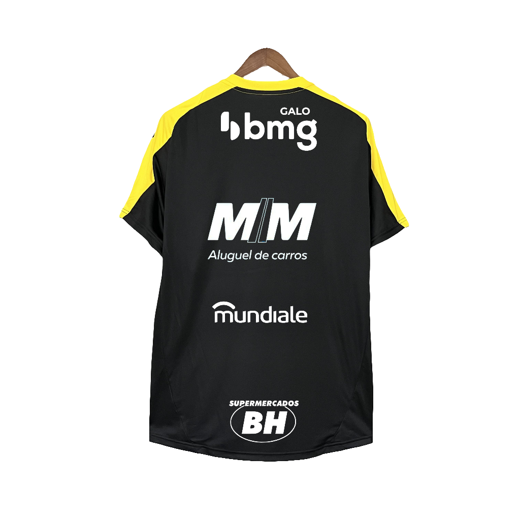 Camisa Atlético Mineiro 25/26 Treino - Todos os Patrocínios - Preta - Versão Torcedor