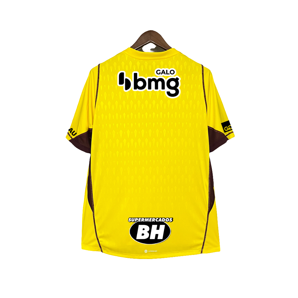 Camisa Atlético Mineiro 24/25 Goleiro - Amarelo - Todos os Patrocínios - Versão Torcedor