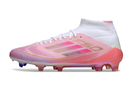 Chuteira de Campo Adidas F50 Elite Mid Cano Alto FG - Branco e rosa
