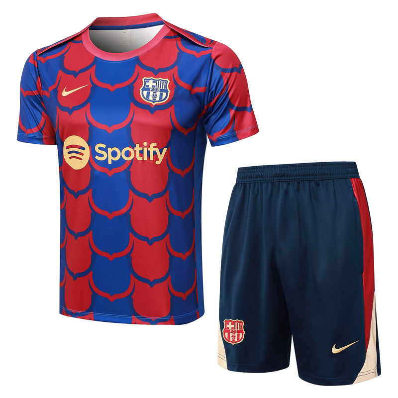 Conjunto Barcelona Treino Camisa manga curta + short 24/25 - Masculino Nike - vermelha e azul