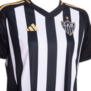 Camisa Atlético Mineiro I 25/26 - Torcedor Adidas Feminina - Preta com listras branca com detalhes em amarelo