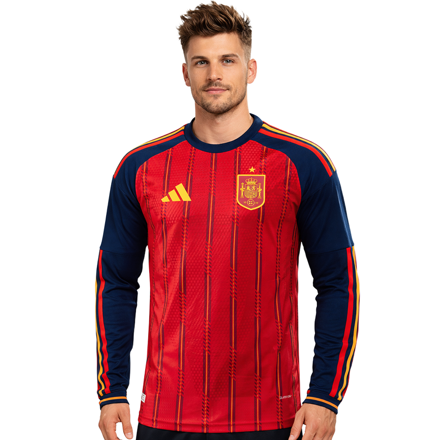 Camisa Espanha 2026 I Home - Versão Jogador - Manga Longa