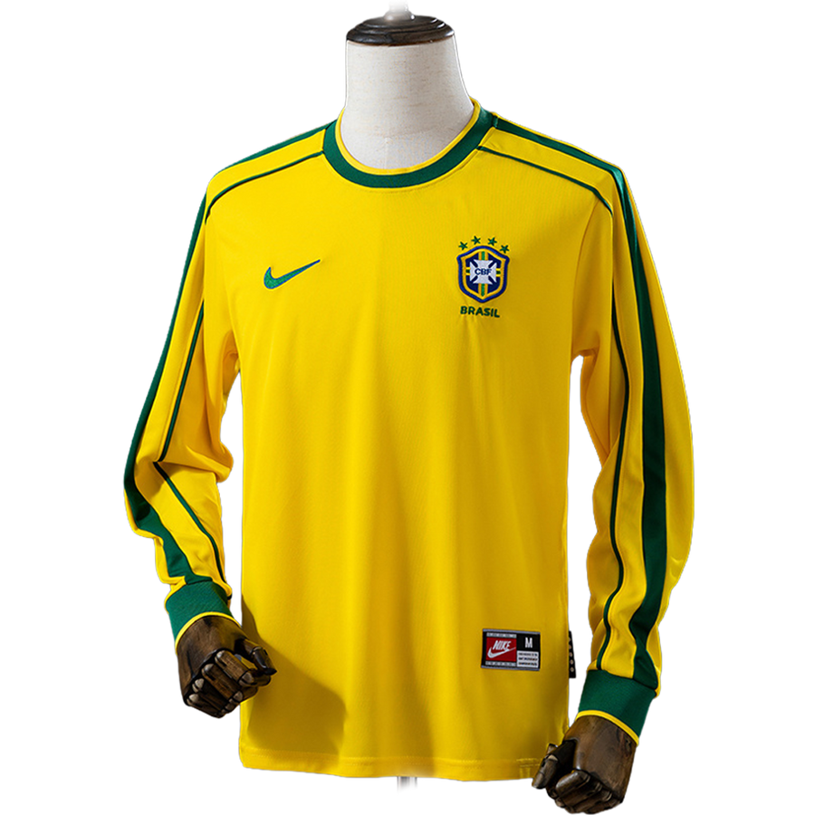Camisa Brasil 1998 I Home - Versão Retrô Manga Longa