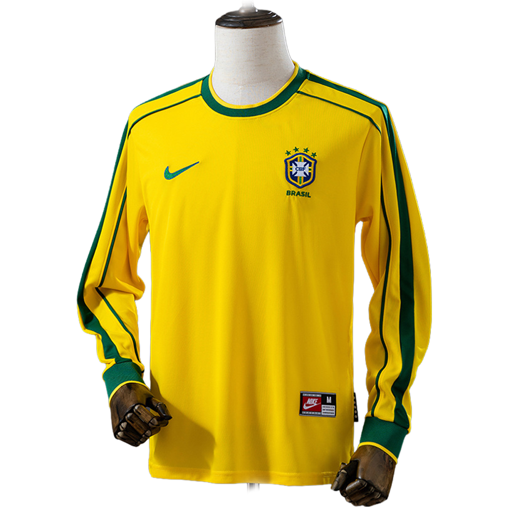 Camisa Brasil 1998 I Home - Versão Retrô Manga Longa