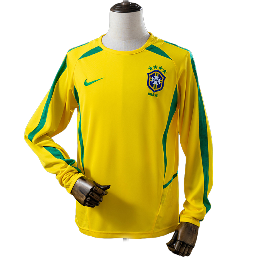 Camisa Brasil 2002 I Home - Versão Retrô Manga Longa