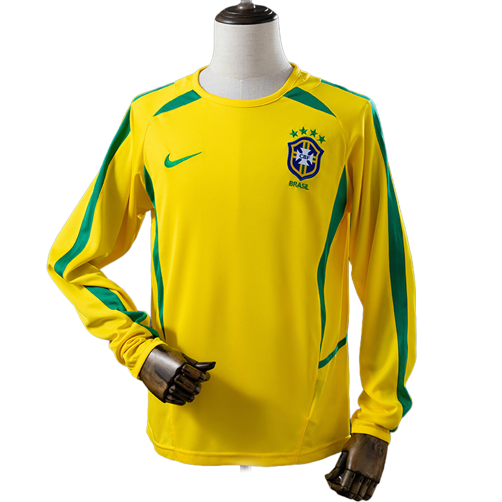 Camisa Brasil 2002 I Home - Versão Retrô Manga Longa