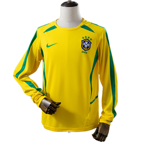 Camisa Brasil 2002 I Home - Versão Retrô Manga Longa
