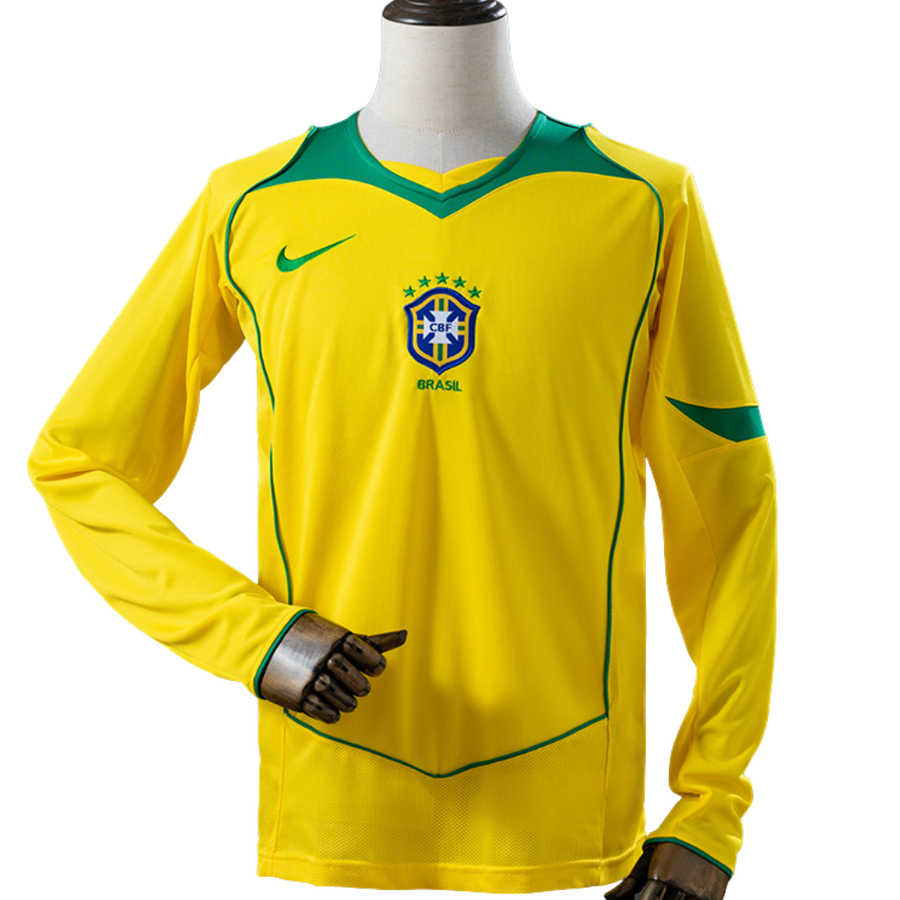Camisa Brasil 2004 I Home - Versão Retrô Manga Longa