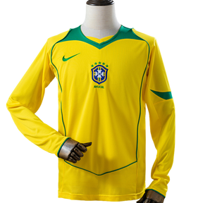 Camisa Brasil 2004 I Home - Versão Retrô Manga Longa
