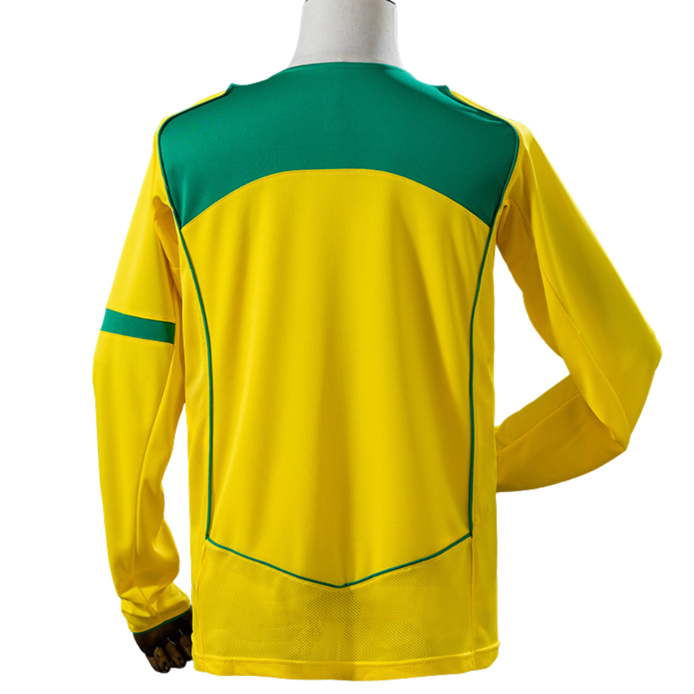 Camisa Brasil 2004 I Home - Versão Retrô Manga Longa