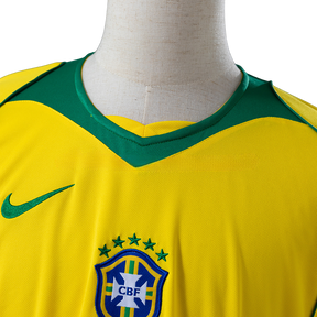 Camisa Brasil 2004 I Home - Versão Retrô Manga Longa