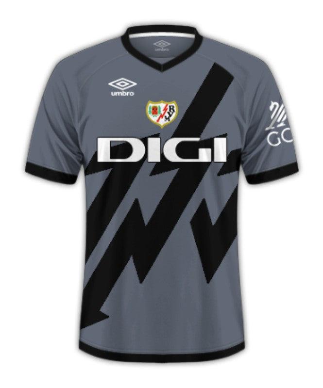 Camisa Rayo Vallecano lIl 24/25 - Torcedor Umbro Masculina - Cinza e preto
