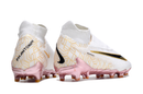 Chuteira de Campo NIKE PHANTOM GX ELITE DF Link FG -  Branco/Rosa/dourado