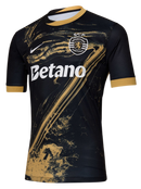 Camisa Sporting CPlll 24/25 - Torcedor Nike Masculina - Preta detalhe dourado