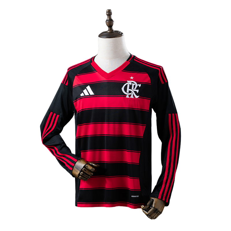 Camisa Flamengo Manga Longa l Adidas 25/26 - Vermelho e preto