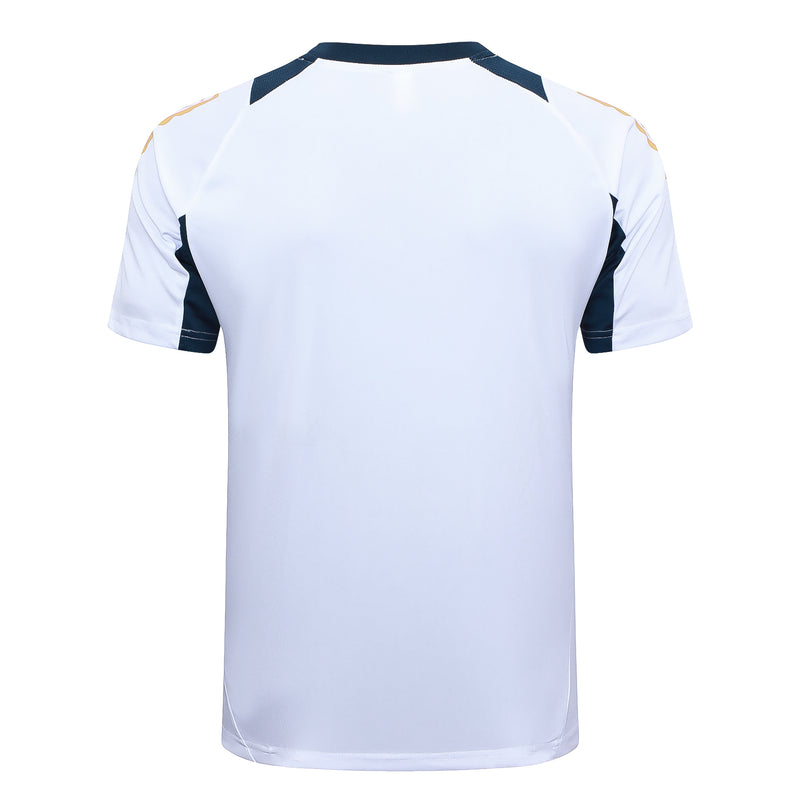 Conjunto Real Madrid Treino Camisa manga curta + short 25/26 - Masculino Adidas - branca (mangas brancas)