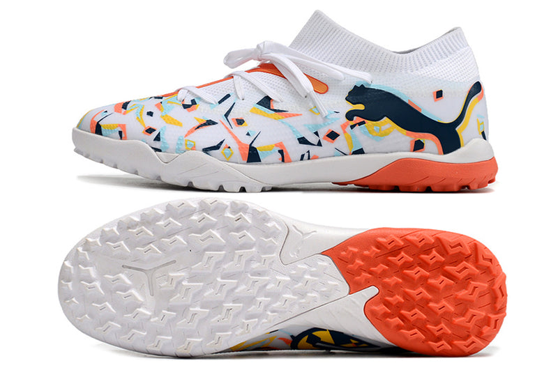 Chuteiras de futebol Puma Future X Powercat Tokyo Match TF - Branco/Laranja