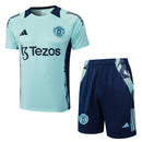 Conjunto Manchester United Treino Camisa manga curta + short 24/25 - Masculino Adidas - Verde Claro